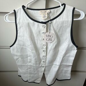 NWT Vrg Grl White Linen Top